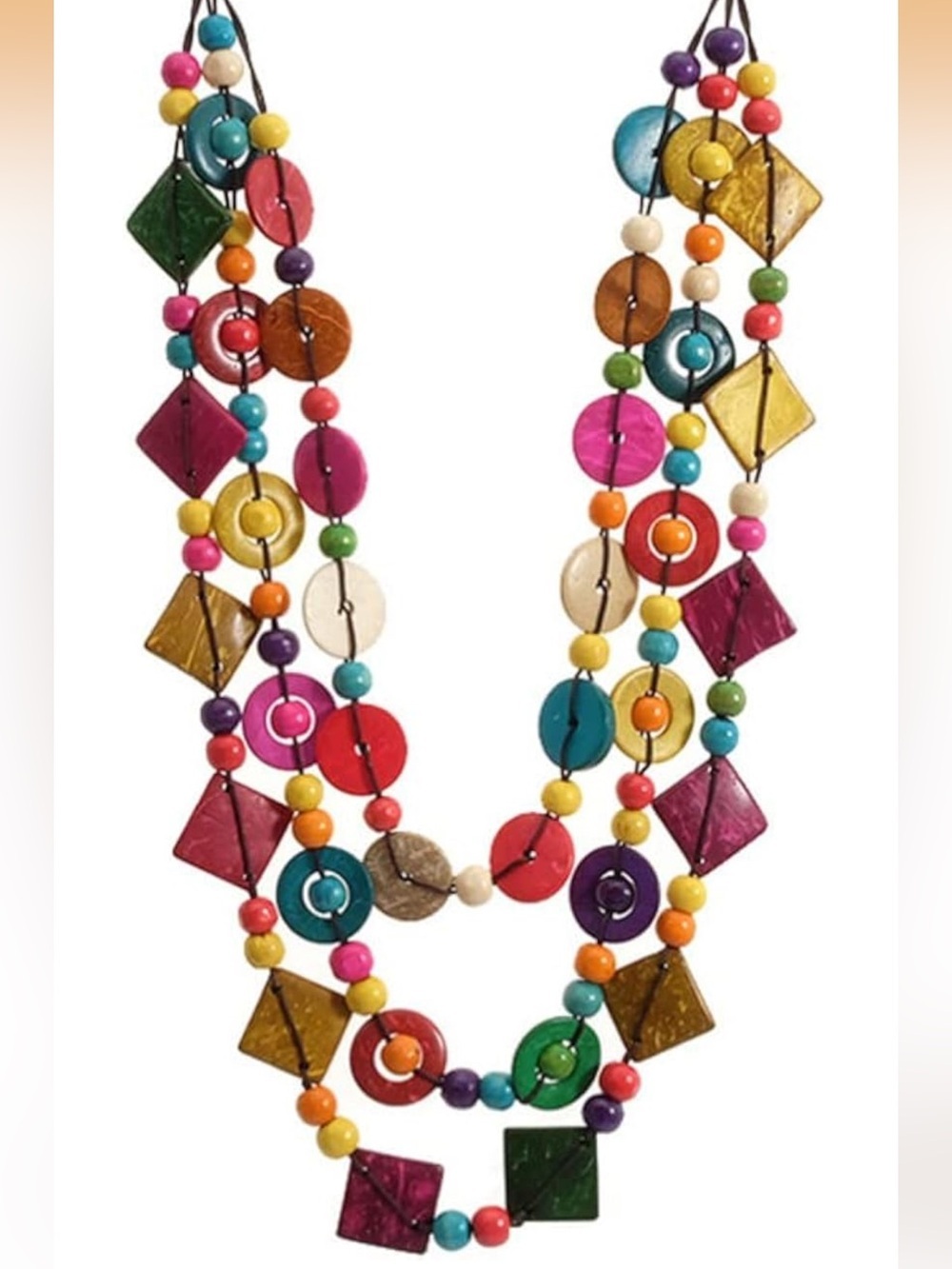 Anthropologie Bright Multicolor Beaded Multi-Strand Necklace - Picture 7 of 8